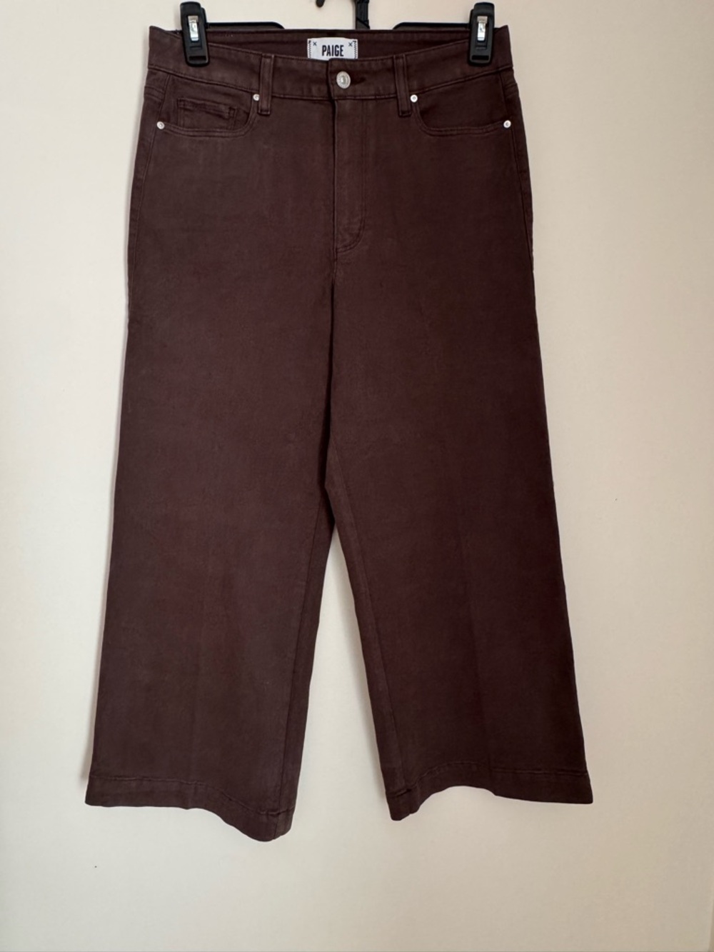 PAIGE Anessa High Rise Wide Leg Ankle Jeans Size 30 Chocolate Brown NWT - Picture 3 of 8